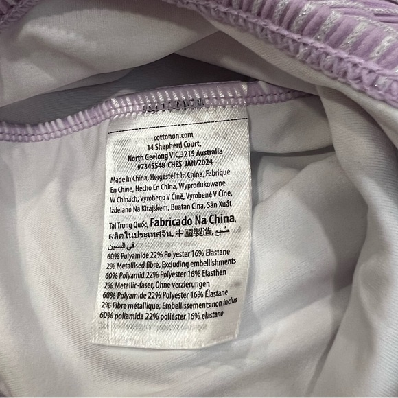 Cotton On Girls Puff Sleeve One Piece Swimsuit in Sparkly Purple - Size 8 - Picture 4 of 7